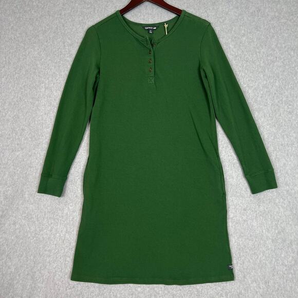 Toad & Co Green Ponderosa Long Sleeve Henley Dress Pockets Size Small - Picture 1 of 11